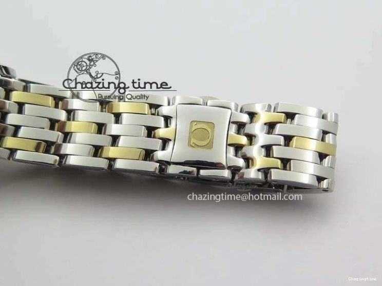 0111 De Ville 27mm SS YG Ladies MK 1:1 Best Edition White MOP Dial On SS Bracelet Ronda Quartz Sophisticated 8192